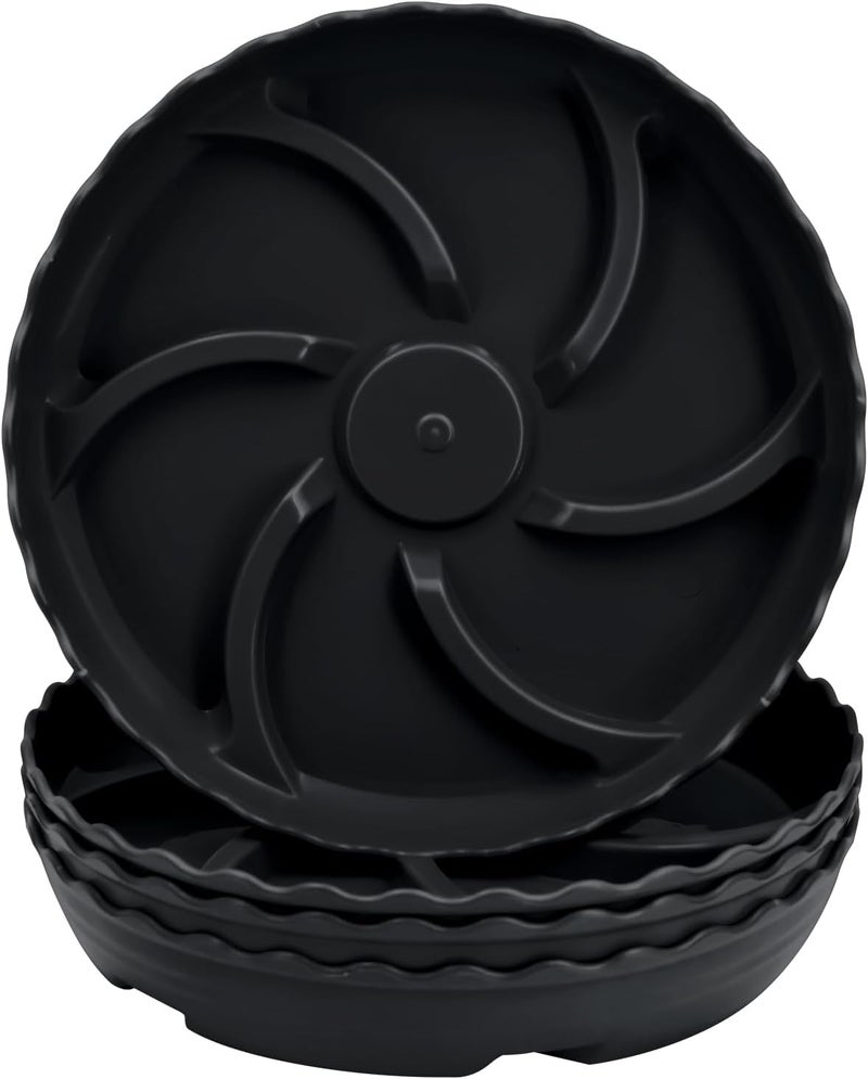 ittyfei 4 Pack 12 Inch Plant Trays for Pots, Raised Ridge Plant Saucers,6 8 10 14 Inch Durable Plastic Plant Pot Saucer,Black Round Plant Water Catcher Tray for Indoors and Outdoors (Black, 12‘’4pack) - Image 1